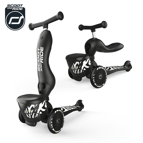 Scoot and Ride HK1 Lifestyle 2w1 jeździk i hulajnoga dla dzieci 1-5 lat, kolor: Zebra