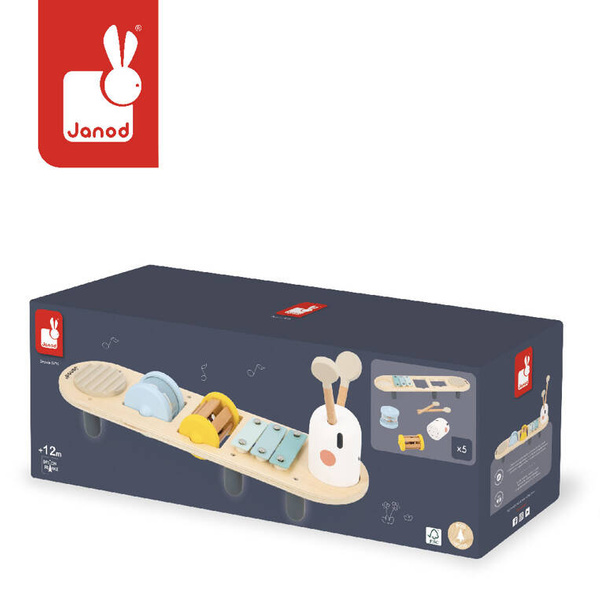 Zabawki drewniane - muzyczny ministolik Dżdżownica Sweet Cocoon 12m+, Janod