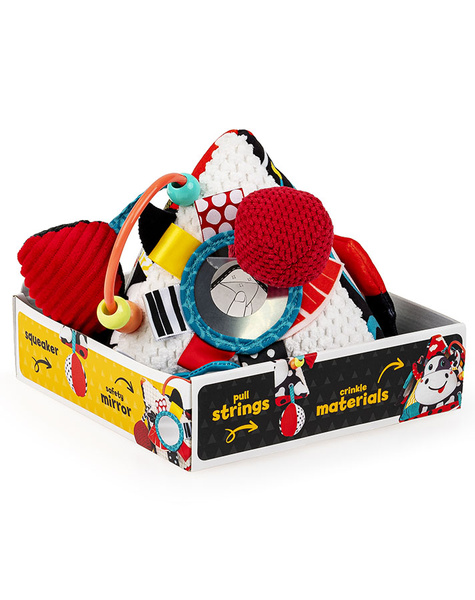 Zabawki sensoryczne - Piramidka Kontrastowa Krowa Deluxe, 0 m+. Balibazoo