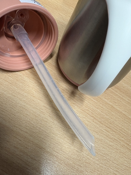 Butelka - kubek niekapek stalowa ze słomką 250 ml old pink, Beaba