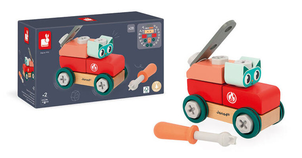 Samochód - Wóz Strażacki do składania Kot Brico ‘Kids 2 lata+, Janod