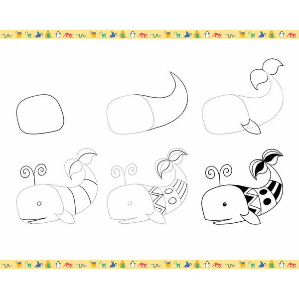 Zestaw kreatywny Rysowanie krok po kroku Zwierzęta 6+, Janod