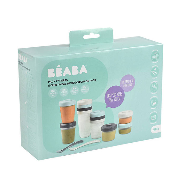 Zestaw słoiczków Clip 12 szt. (2x90ml, 4x150ml, 6x250ml) + 2 łyżeczki Storm, Beaba