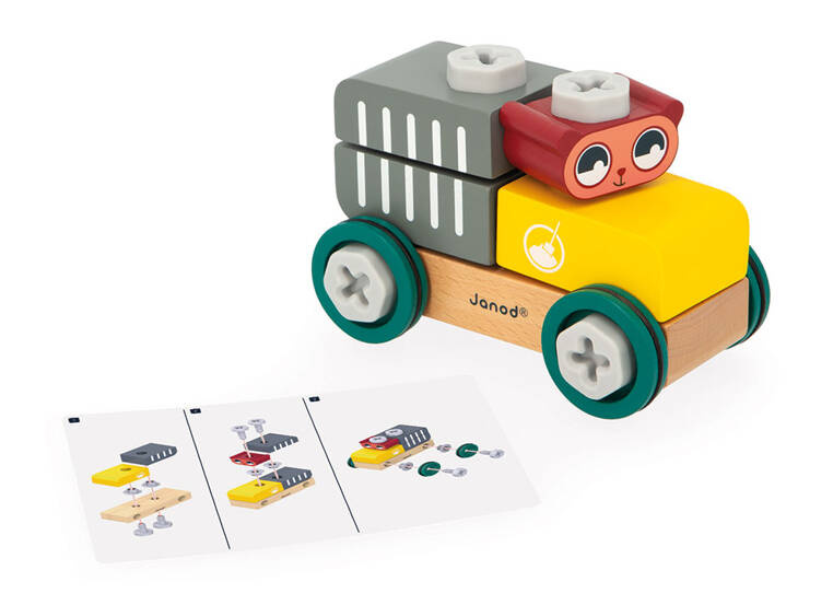 Rozwijająca zabawka Janod Brico’Kids samochód cysterna drewniany