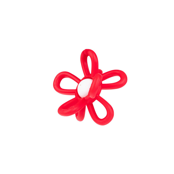 Grzechotka Gryzak silikonowy Kwiatek uspokajający czerwony 3m+, Giligums