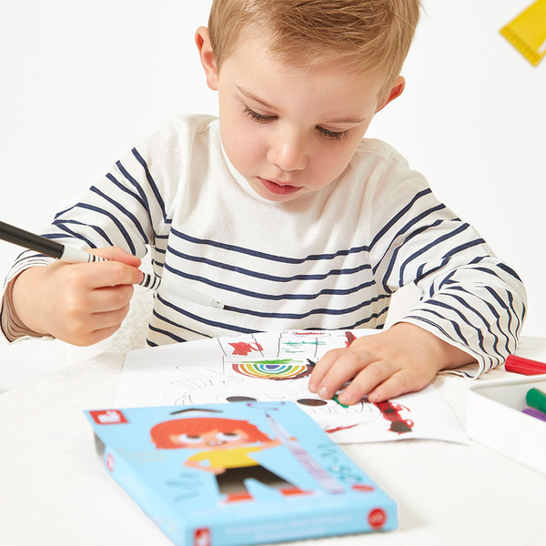 Zestaw kreatywny - Flamastry pędzelkowe 10 kolorów, 3 lata+, Janod