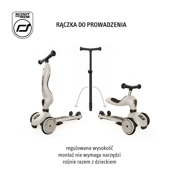 Scoot and Ride HK1 Push and Go 2w1 jeździk i hulajnoga dla dzieci 1-5 lat, kolor: Ash