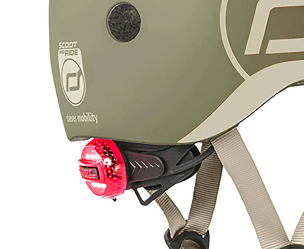 Zestaw: Scoot and Ride Kask dla dzieci 1-5 lat rozm. XXS-S, kolor: Olive + ochraniacze rozm. XXS, kolor: Black