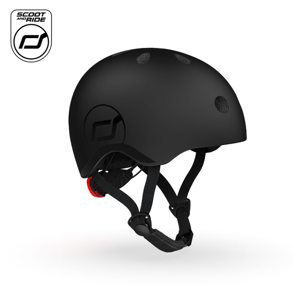 Zestaw: Scoot and Ride Kask dla dzieci 1-5 lat rozm. XXS-S, kolor: Black (czarny) + ochraniacze rozm. XXS