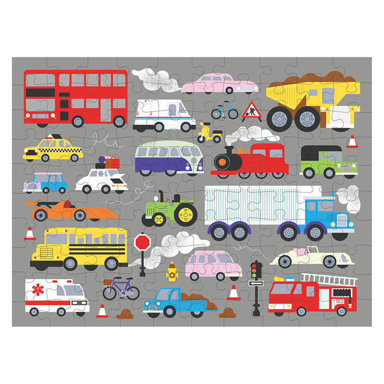 Puzzle dwustronne Mudpuppy kolorowe ilustracje środki transportu