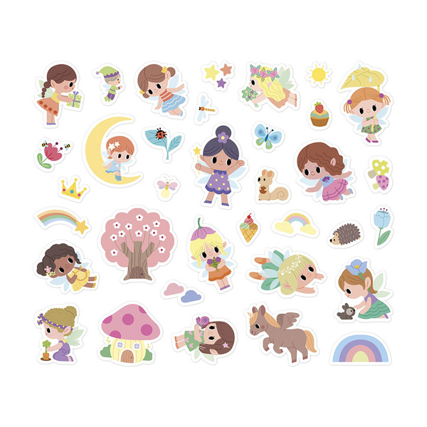 Zestaw kreatywny - książeczka z naklejkami Wróżki, dla dzieci, 3 lata+, Janod