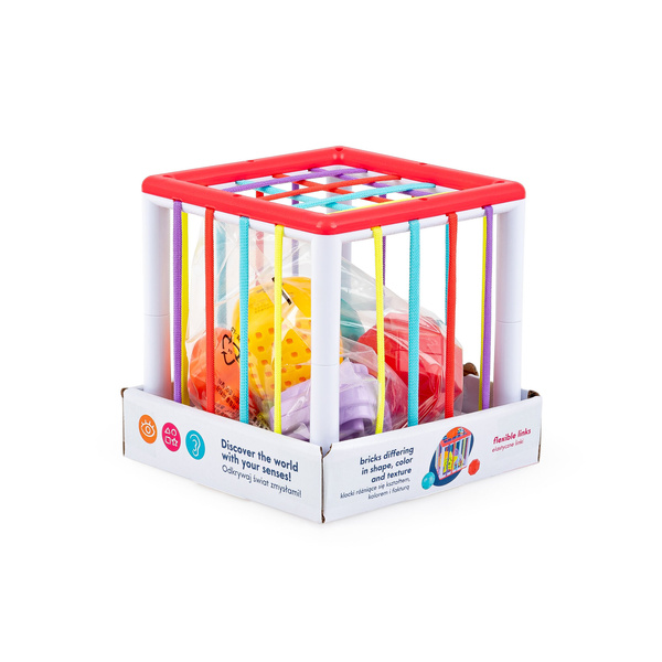 Zabawki sensoryczne-  Kostka Pełna Kształtów dla dzieci 6m+, TuliFun, Dumel