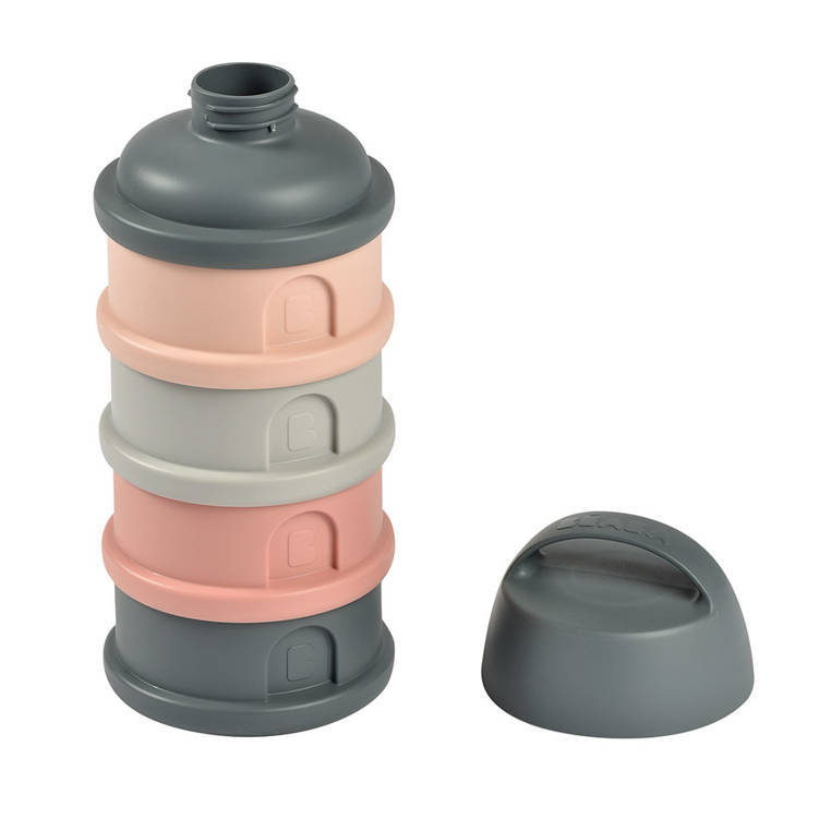 BEABA pojemniki na mleko w proszku 4 komory mineral grey/pink