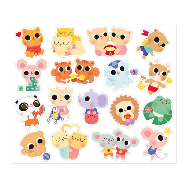 Zestaw kreatywny - książeczka z naklejkami Małe zwierzęta, 18 m+, Janod