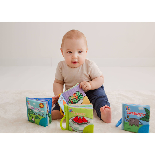 Książeczki Gryzaki 4W1 - zabawki edukacyjne dla dzieci 0 m+, Jolly Baby
