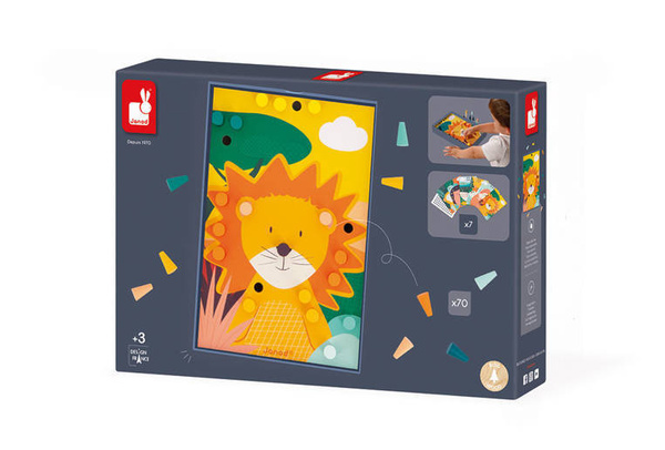 Układanka drewniana mozaika Zwierzątka - zabawka kreatywna 3 lata+, Janod