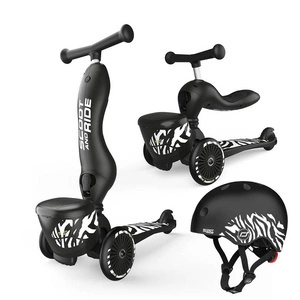 Zestaw: Scoot and Ride Highwaykick 1 Lifestyle 2w1, od 1-5 lat, kolor: Zebra + kask XXS-S