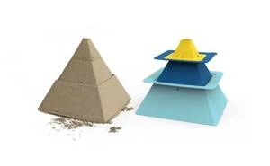 Zestaw 3 foremek do piasku Piramida Pira Vintage Blue + Deep Blue + Mellow Yellow, Quut