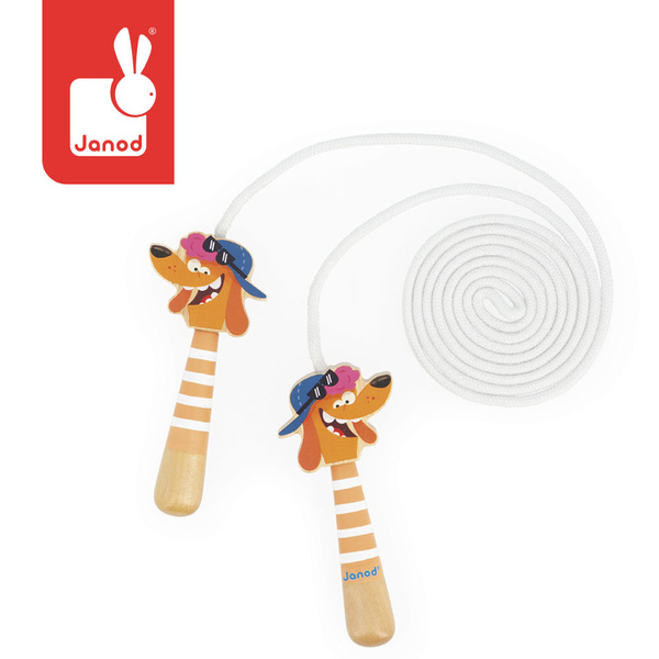 Skakanka z drewnianymi rączkami Piesek, dla dzieci, 3 lata+, Janod