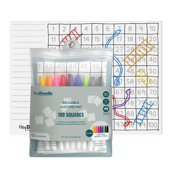 Mata Silikonowa Duża do Kolorowania - Tabela z Liczbami do 100, HeyDoodle