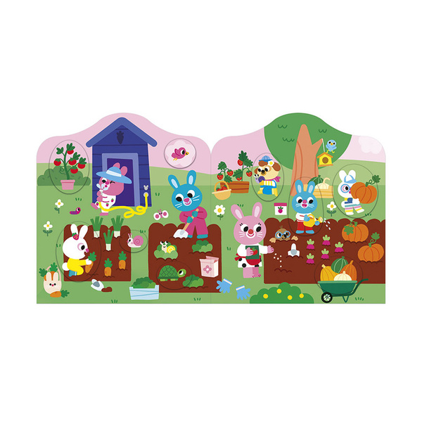 Zestaw kreatywny - książeczka z naklejkami Ogród , dla dzieci, 18 m+, Janod