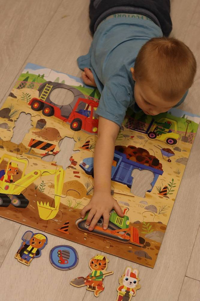 Puzzle podłogowe Plac budowy z unikalnymi kształtami 25 elementów 2+, Mudpuppy