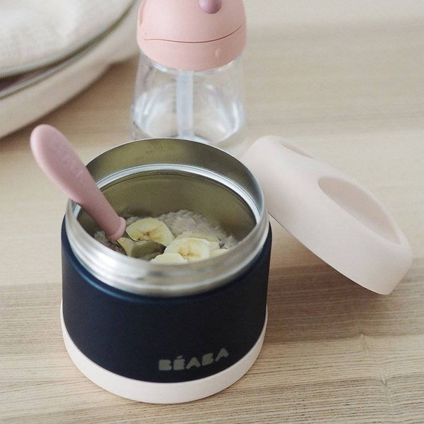 Pojemnik - termos obiadowy ze stali nierdzewnej z hermetycznym zamknięciem duży 500 ml light pink/night blue, Beaba