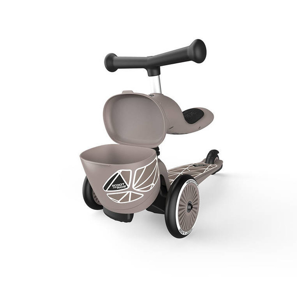 Zestaw: Scoot and Ride HK1 Lifestyle 2w1 jeździk i hulajnoga dla dzieci 1-5 lat, kolor: Brown+ kask XXS-S i ochraniacze XXS