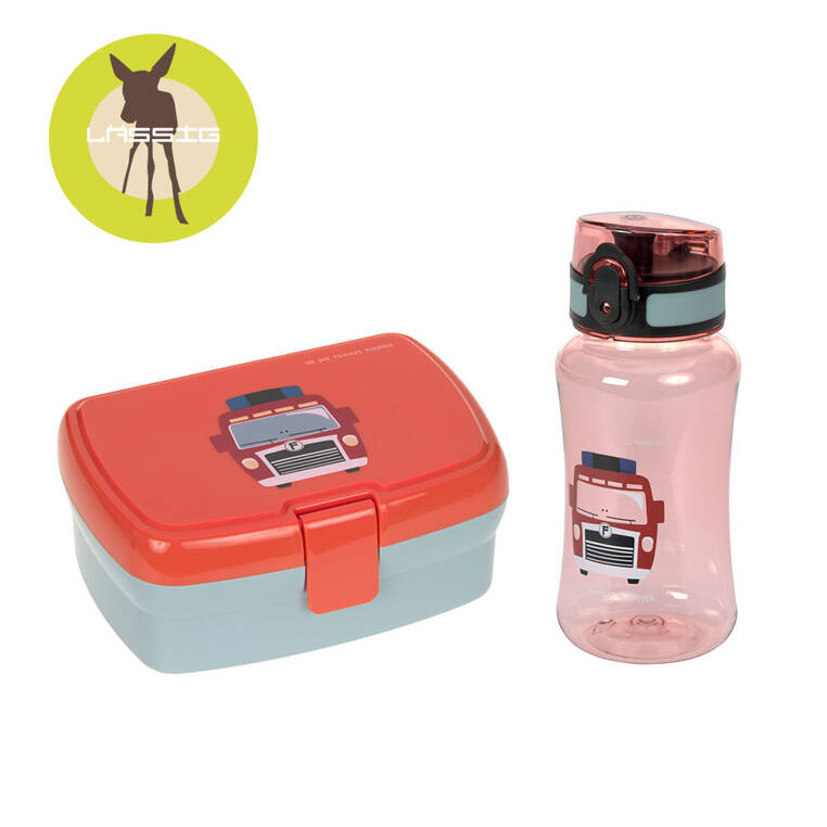 Lunchbox i bidon dla dzieci Lassig Tiny Drivers Wóz strażacki zestaw