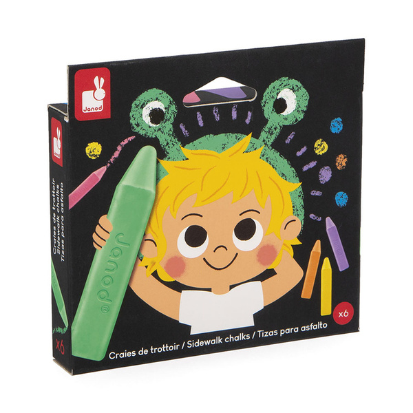 Zestaw kreatywny - Kreda chodnikowa 6 kolorów, dla dzieci, 3 lata+, Janod
