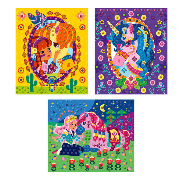 Zestaw artystyczny Mozaika Konie i jednorożce 5+, Janod