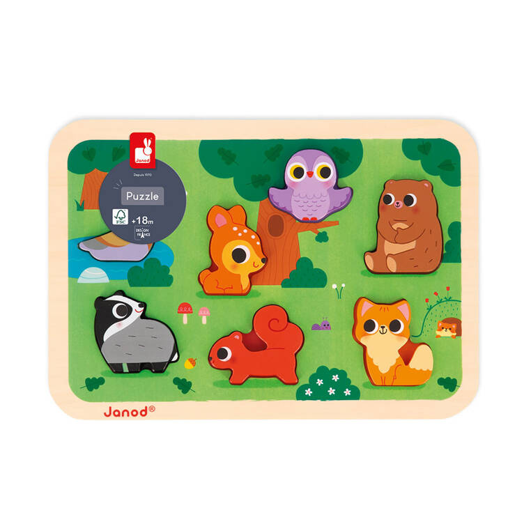 Puzzle drewniane 3D Zwierzęta leśne Janod kolor naturalny