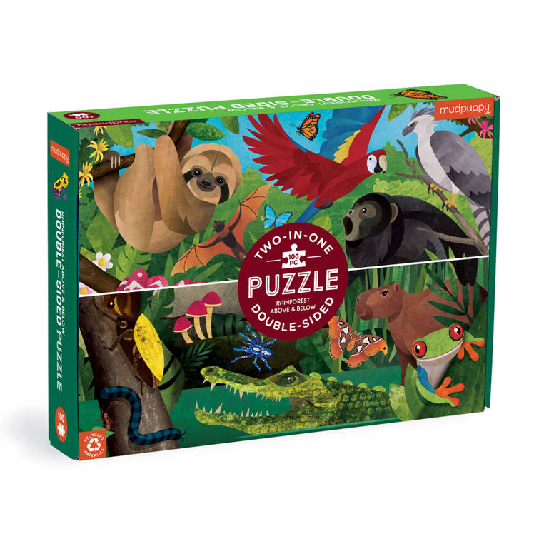 Puzzle dwustronne Las deszczowy Mudpuppy 100 elementów