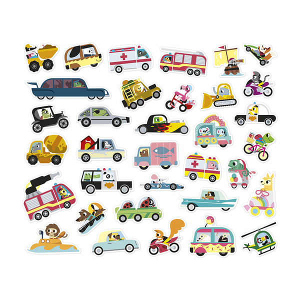 Zestaw kreatywny - książeczka z naklejkami Pojazdy, dla dzieci, 18 m+, Janod