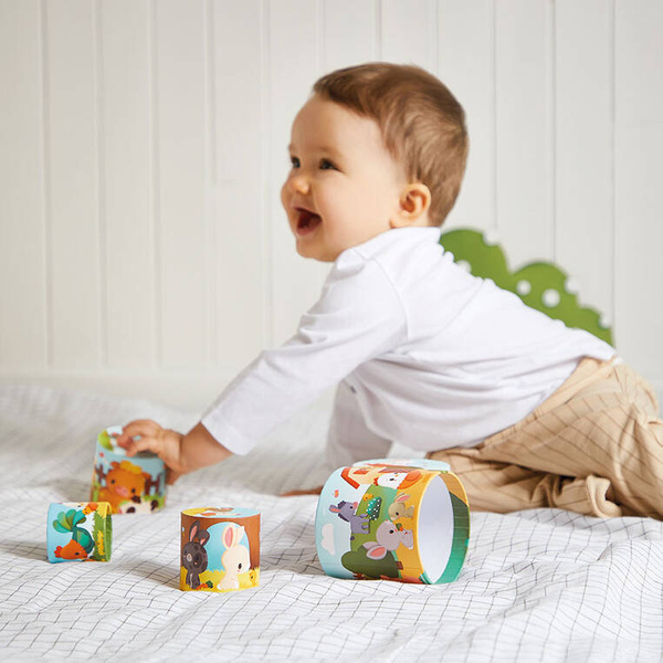 Piramida wieża Farma Kurka 6 elementów - zabawka dla dzieci 12 m+, Janod