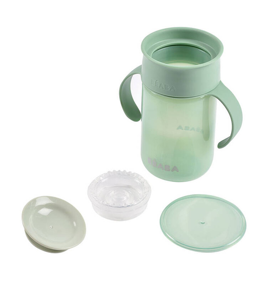 Kubek dla dzieci treningowy 360°, z uchwytami 340 ml green 12 m+, Beaba