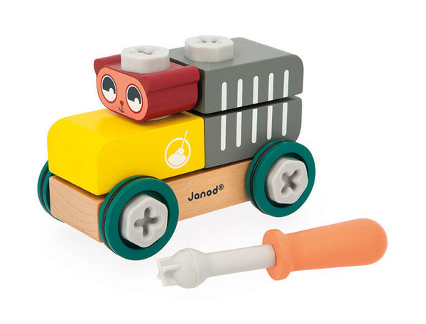 Samochód - cysterna do składania drewniany Miś Brico ‘Kids, 2 lata+, Janod