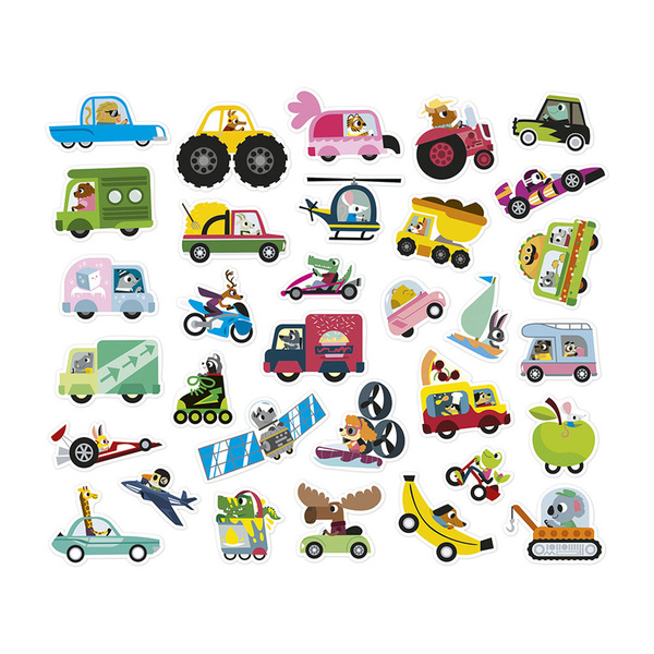 Zestaw kreatywny - książeczka z naklejkami Pojazdy, dla dzieci, 18 m+, Janod