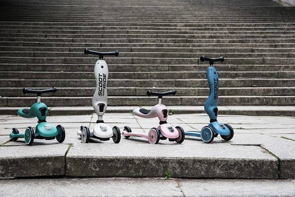 Zestaw: Scoot and Ride HK1 2w1 jeździk i hulajnoga dla dzieci 1-5 lat, kolor: Steel + kask rozm. XXS-S