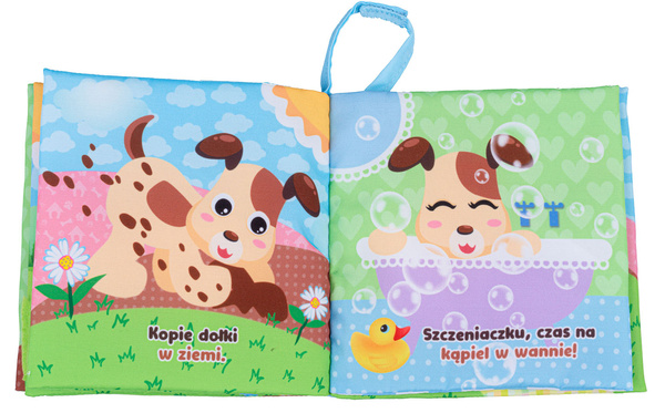 Książeczka sensoryczna Dzień szczeniaczka dla dzieci 0 m+, Jolly Baby