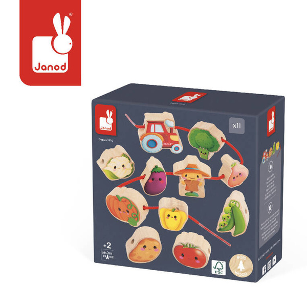 Nawlekanka z drewnianymi warzywami Farma dla dzieci 2 lata+, Janod