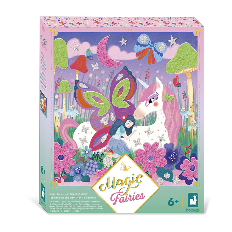 Janod Zestaw kreatywny Naklejki piankowe i piaski Magic Fairies 6+