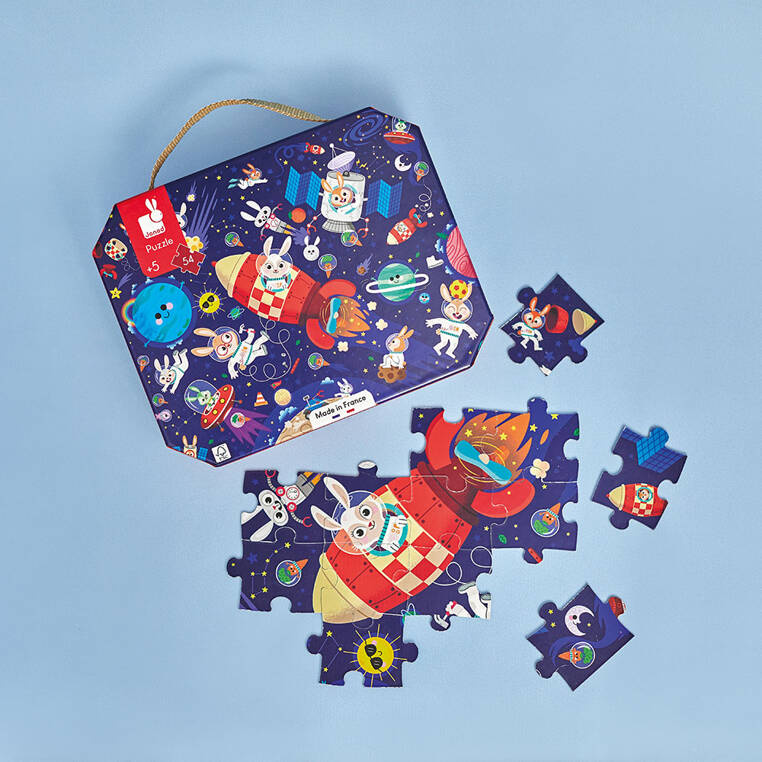 Puzzle Rakieta kosmiczna Janod w walizce - prezent dla dziecka