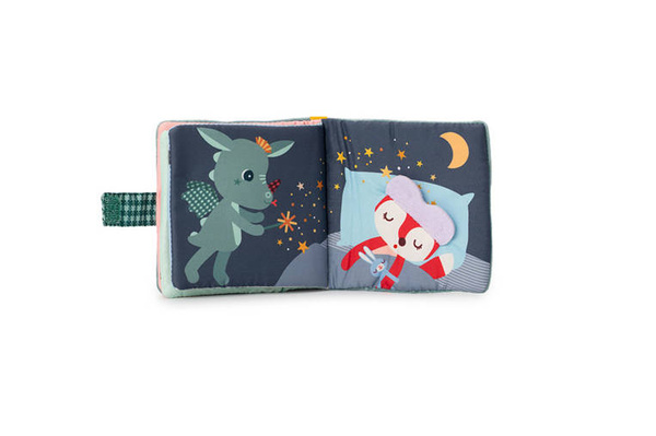 Miękka mini-książeczka wielofunkcyjna z silikonowym gryzakiem Smok Joe 6 m+, Lilliputiens