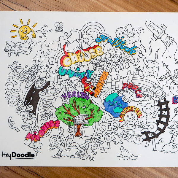 Mata Silikonowa Duża do Kolorowania A3 - Słoneczne Bazgrołki, 3 lata+, HeyDoodle