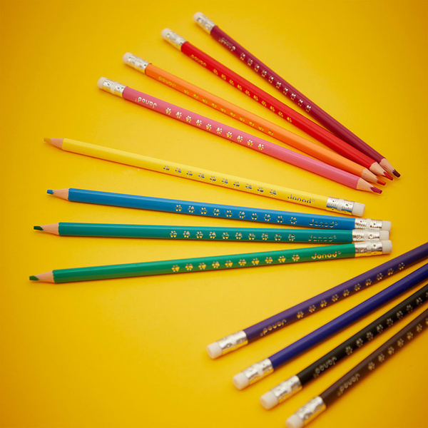 Zestaw kreatywny - Kredki ołówkowe zmazywalne z gumką, 3 lata+, Janod