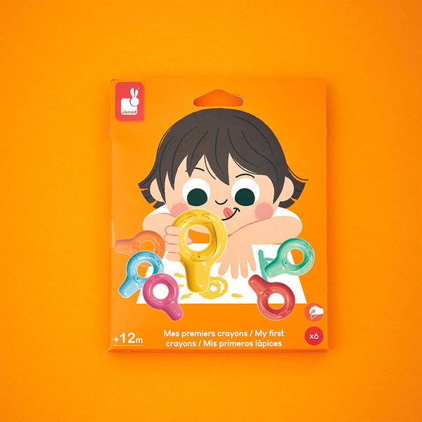 Zestaw kreatywny - Pierwsze kredki świecowe z uchwytem 6 kolorów, 12 m+, Janod