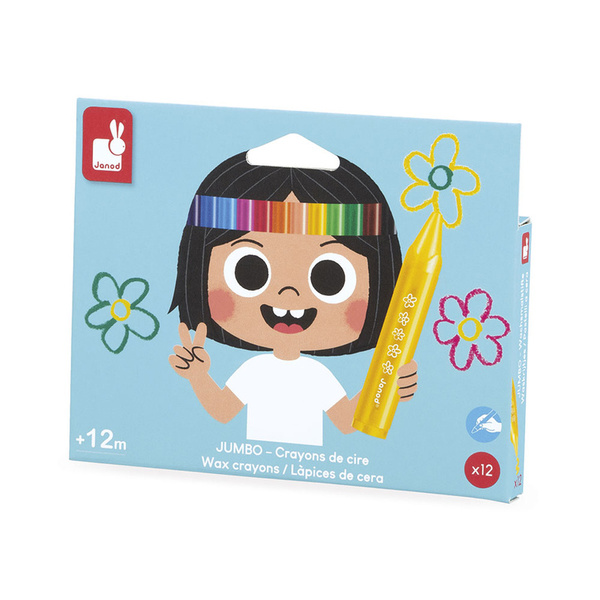 Zestaw kreatywny - Kredki woskowe 12 kolorów, dla dzieci, 12 m+, Janod