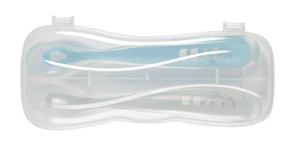 Zestaw łyżeczek silikonowych 4 m+ Windy Blue, 2 szt., Beaba