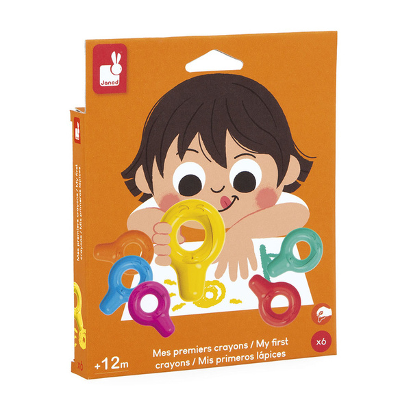 Zestaw kreatywny - Pierwsze kredki świecowe z uchwytem 6 kolorów, 12 m+, Janod